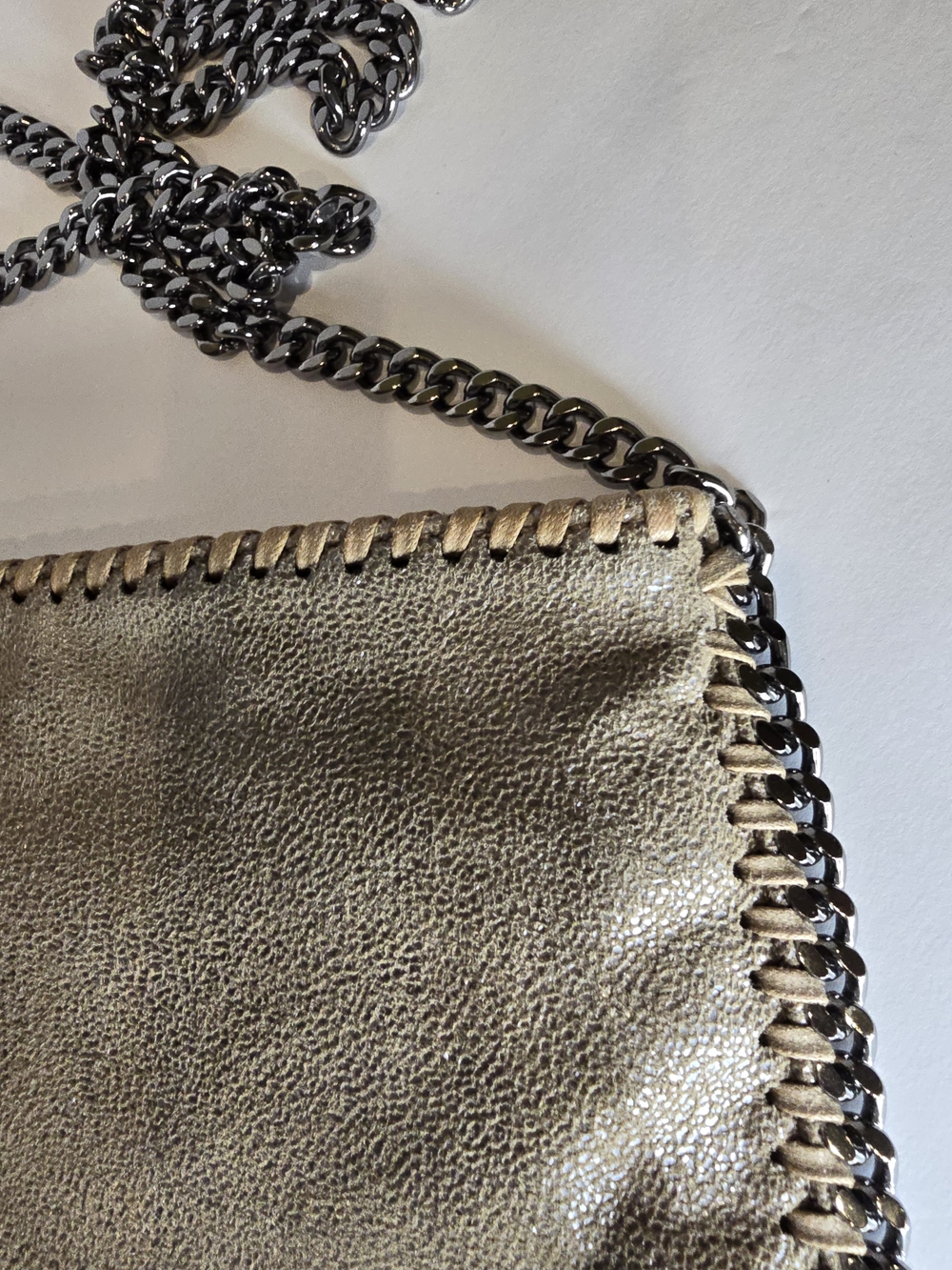 Stella McCartney Taupe Shiny Chain-Trim Crossbody - Picture 10 of 12
